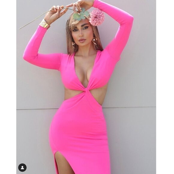 NOOKIE Jewel Gown in Neon Pink Size X-Large - Picture 4 of 15